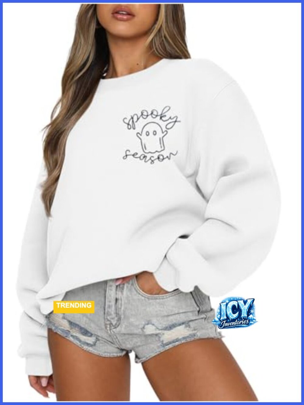 Women's Halloween Ghost Pumpkin Sweatshirt Long Sleeve Crewneck Pullover